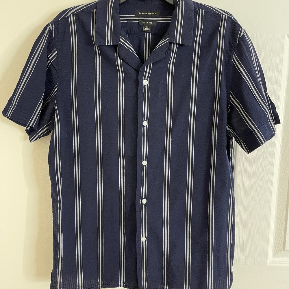 Banana Republic Navy Stripped Casual Shirt